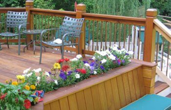 Wooden terrace with a wooden balustrade