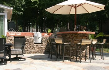 Stone patio with barbecue