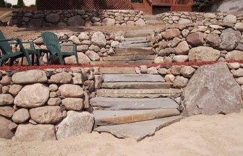 Stone walls and stairs made of stone