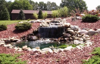 Stone waterfall in the garden