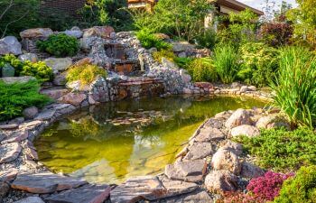 Hardscaped Garden with a Pond