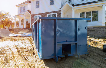 recycle waste and garbage bins near new construction of appartment